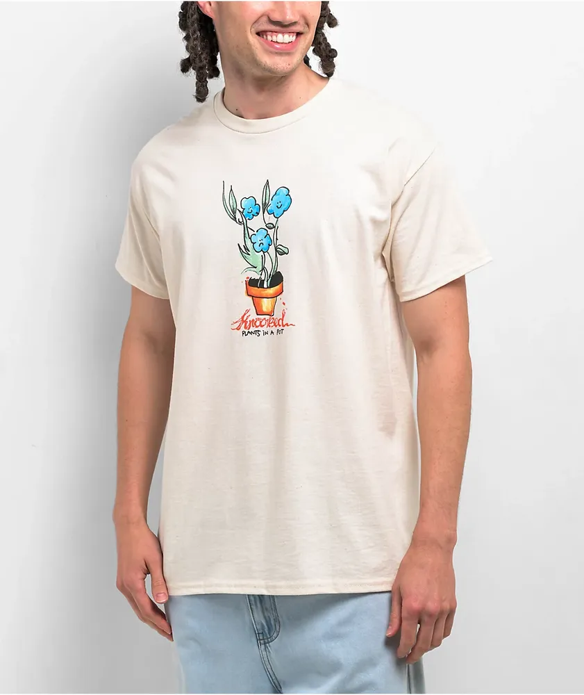 Krooked Blue Flowers Natural T-Shirt