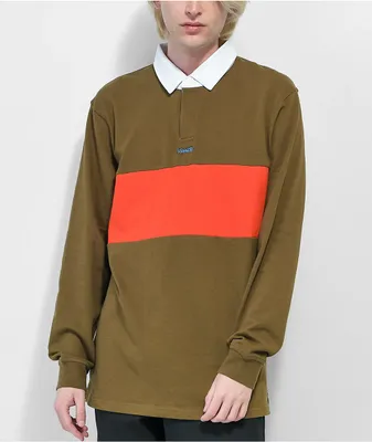 Krooked Eyes Brown & Red Stripe Rugby Shirt