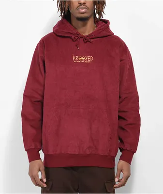Krooked Eyes Burgundy Corduroy Hoodie