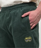 Krooked Eyes Dark Green Elastic Waist Corduroy Pants