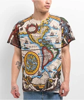 Liquid Blue World Map Natural T-Shirt