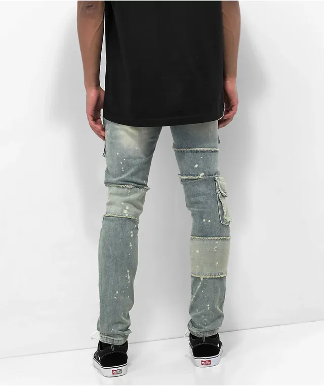 Lost Hills Grey Jeans With Paint RSQ Mens Slim Straight Jeans