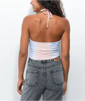 Lunachix Orange & Blue Tie Dye Halter Top