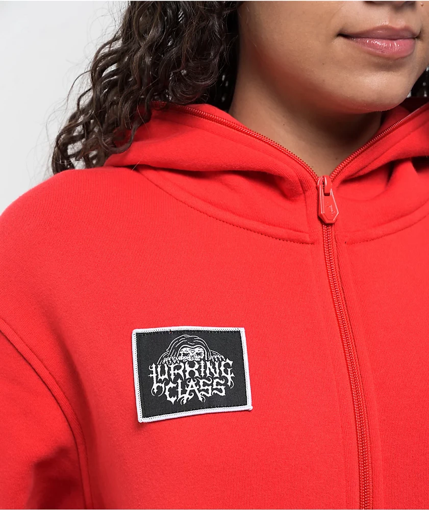 Lurking Class By Sketchy Tank Unchained Patched Red Zip Hoodie