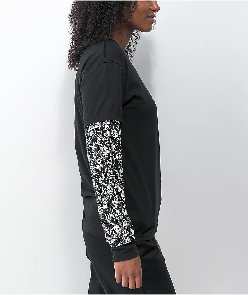 Lurking Class by Sketchy Tank 2Fer Reaper Black Long Sleeve T-Shirt