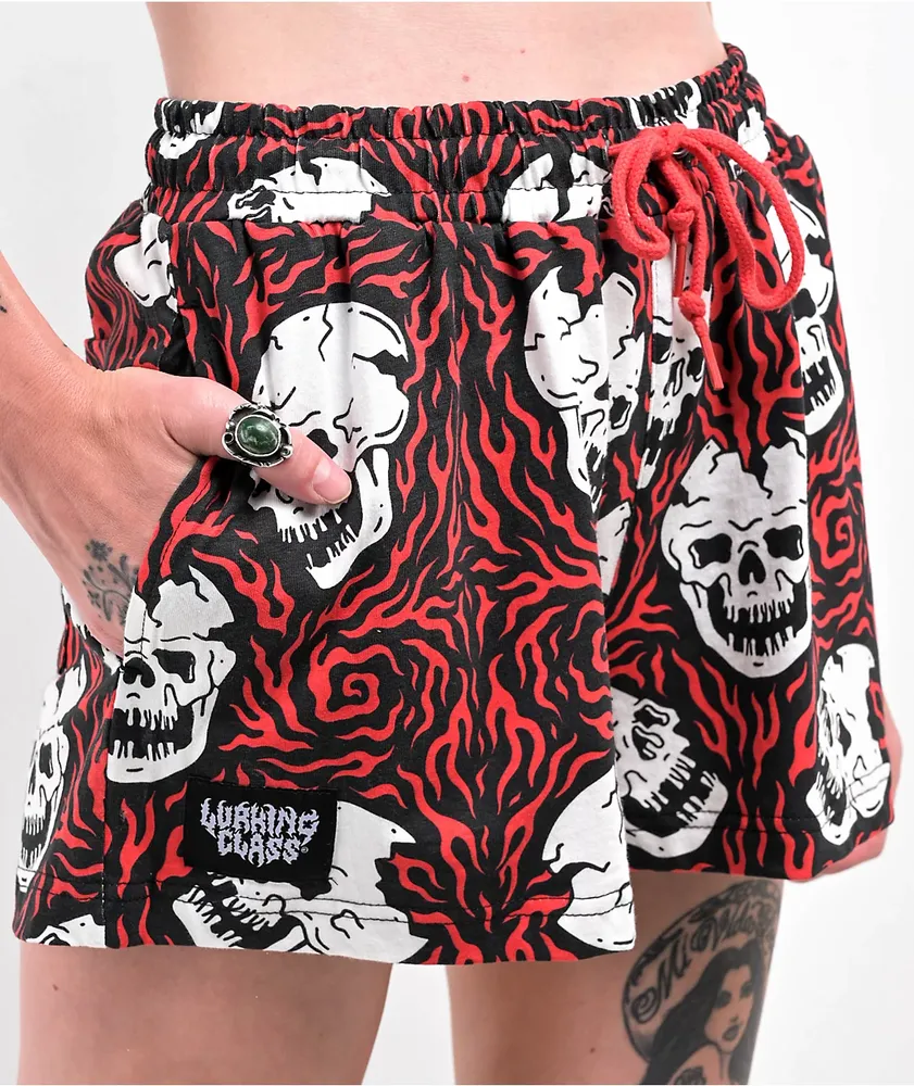 Lurking Class by Sketchy Tank Burner Black & Red Board Shorts