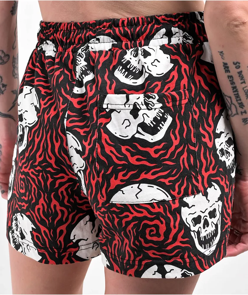 Lurking Class by Sketchy Tank Burner Black & Red Board Shorts