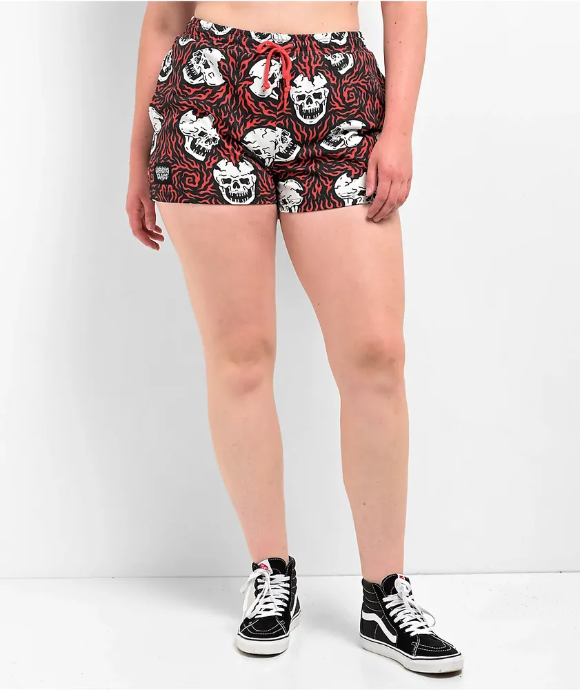 Lurking Class by Sketchy Tank Burner Black & Red Board Shorts
