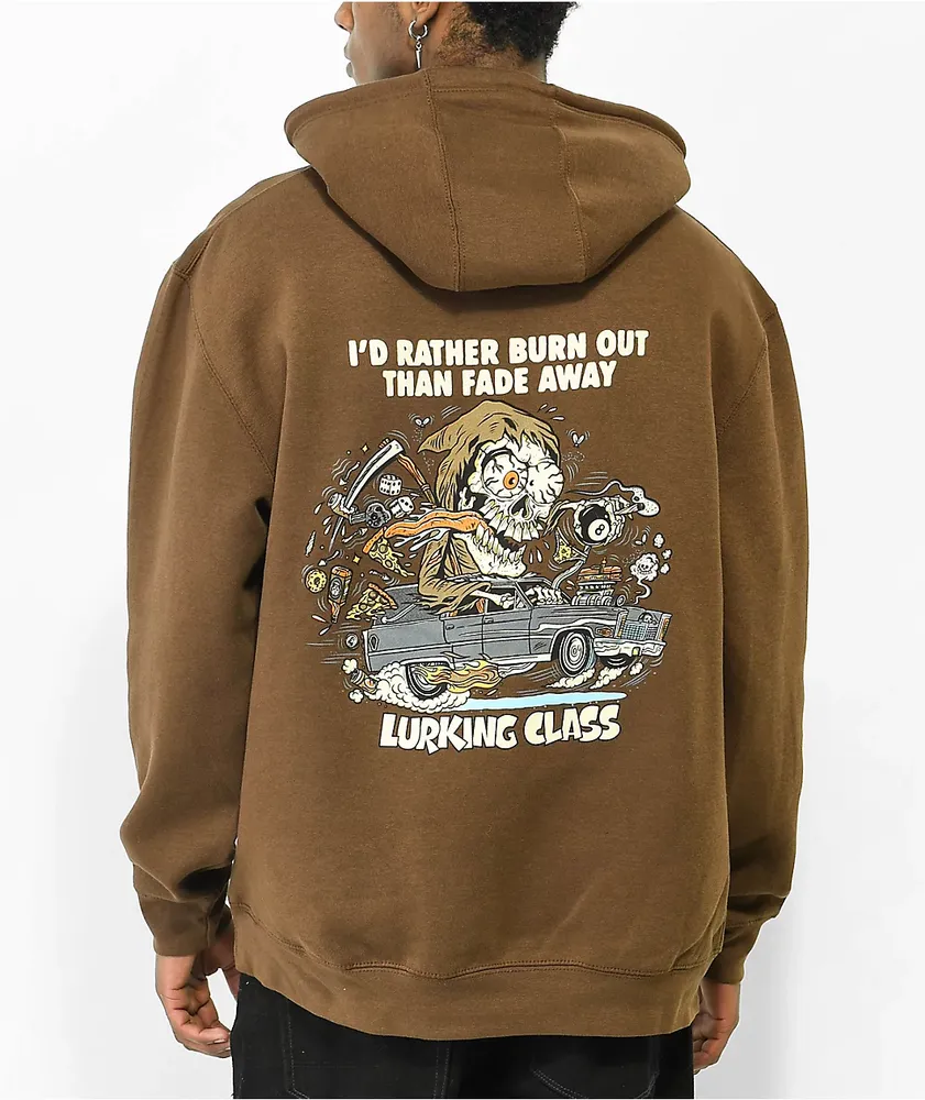 Lurking Class by Sketchy Tank Burrito Breath Burn Out Brown Hoodie