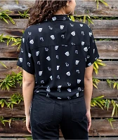 Lurking Class by Sketchy Tank Cry Print Black Short Sleeve Button Up Shirt