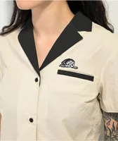Lurking Class by Sketchy Tank Look Work Tan Crop Woven Shirt