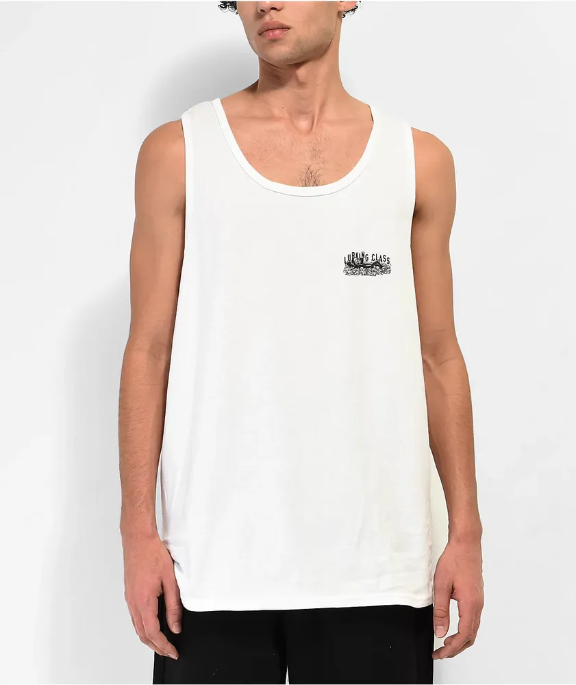 Lurking Class by Sketchy Tank Uncomfortable White Tank Top