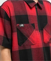 Lurking Class by Sketchy x Kyle Grand Sin Flannel Red & Black Quarter Zip Work Shirt