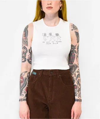 Melodie More The Merrier White Crop Tank Top