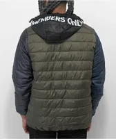 Members Only Packable Green & Blue Hooded Puffer Jacket