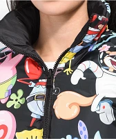 Members Only x Nickelodeon Black Reversible Puffer Jacket