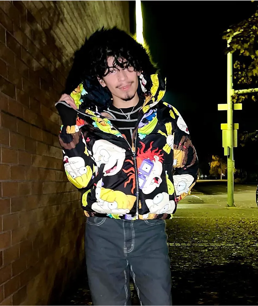 Members Only x Nickelodeon Rugrats Allover Print Bomber Puffer Jacket