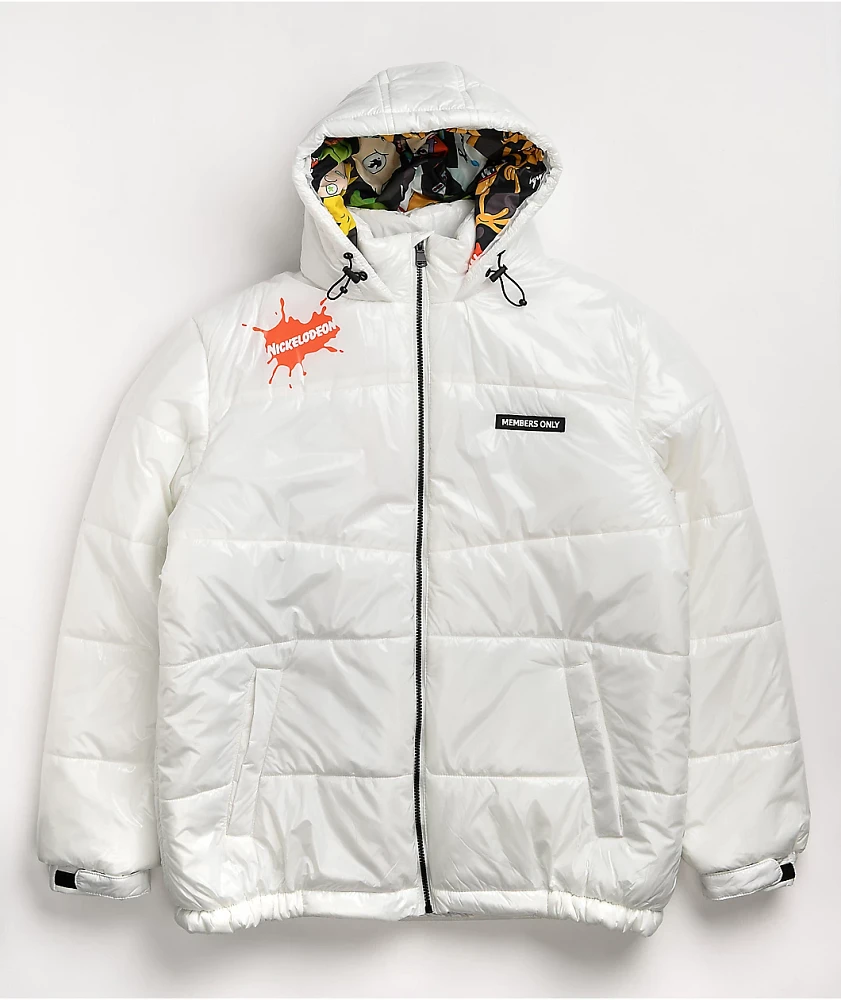 Members Only x Nickelodeon White Puffer Jacket