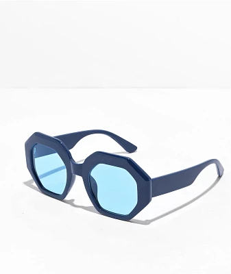 Misty Blue Octagonal Sunglasses