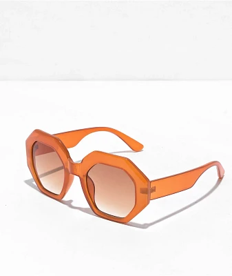 Misty Orange Octagonal Sunglasses