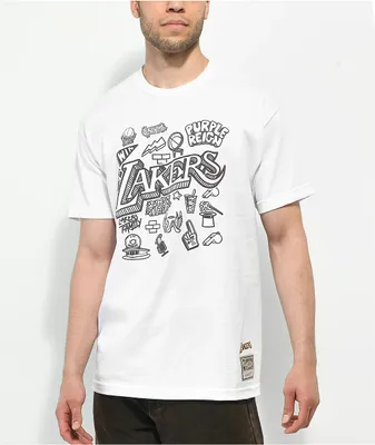 Mitchell & Ness x NBA Lakers Doodle White T-Shirt