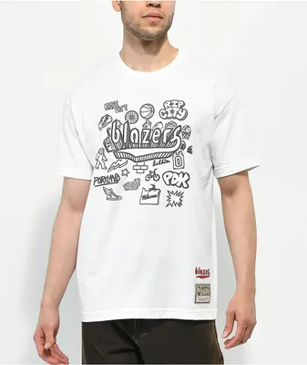 Mitchell & Ness x NBA Trail Blazers Doodle White T-Shirt