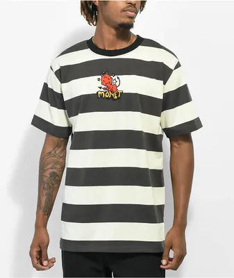 Monet No Good Grey and White Stripe Knit T-Shirt