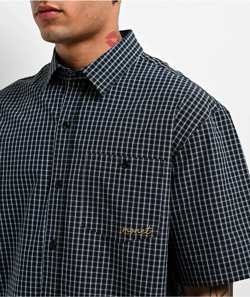 Monet Skateboards Sweeper Blue Plaid Short Sleeve Shirt