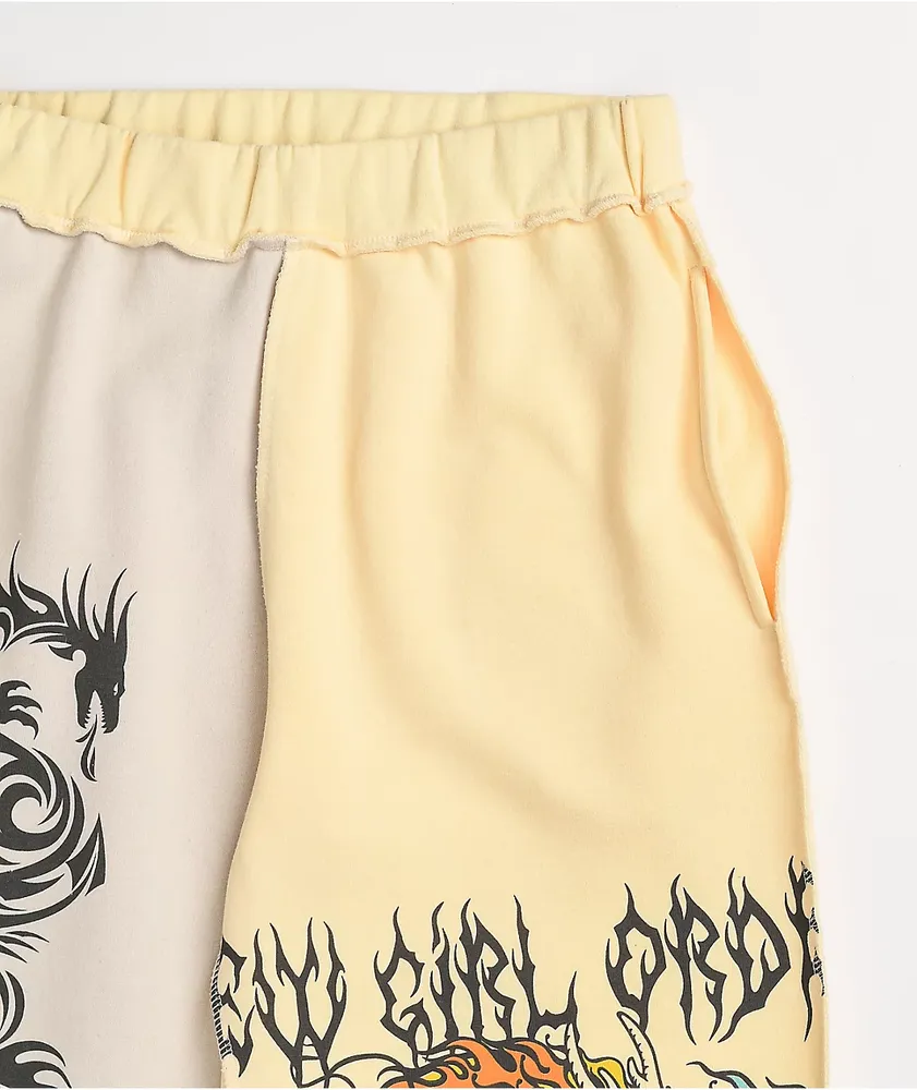 NGOrder Yin Yang Dragon Panel Yellow & Beige Sweatpants