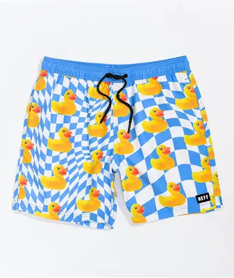 Neff Hot Tub Ducky Tile Blue & White Board Shorts