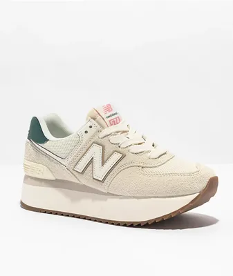 New Balance Lifestyle 574 Plus Turtle Dove, Teal & Sea Salt Platform Shoes