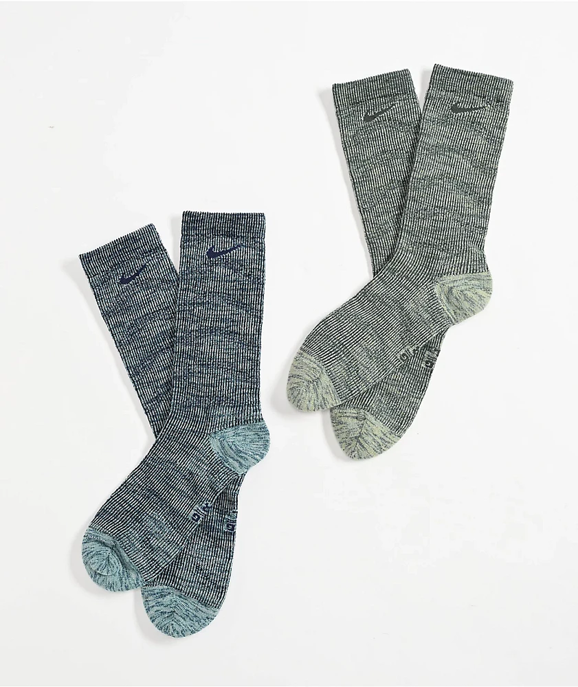 Nike Dri-FIT Everyday Green & Blue Wash 2 Pack Crew Socks