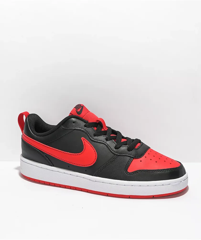 Nike Kids' Court Borough Low 2 Black & Red Shoes
