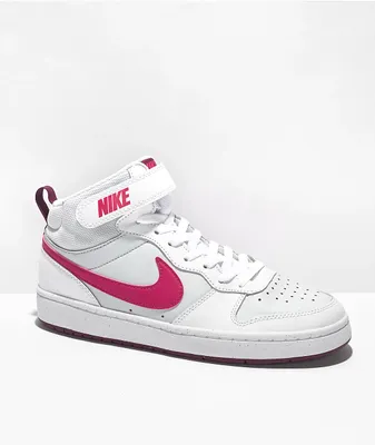 Nike Kids' Court Borough Mid 2 Platinum & Pink Shoes