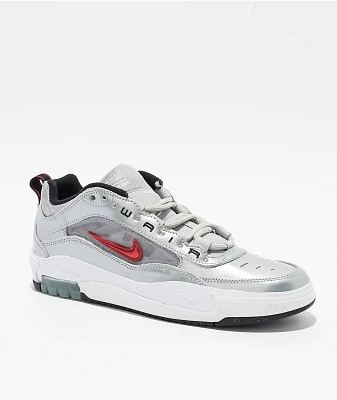 Nike SB Air Max Ishod PRM Metallic Silver & Varsity Red Skate Shoes