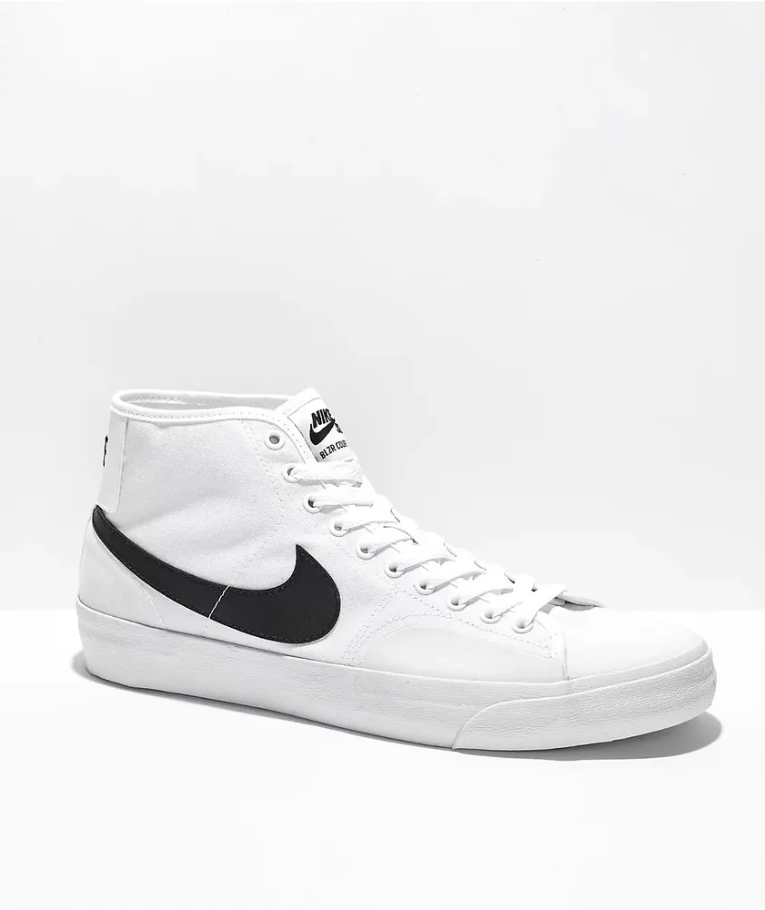 Nike SB BLZR Court Mid White & Black Skate Shoes