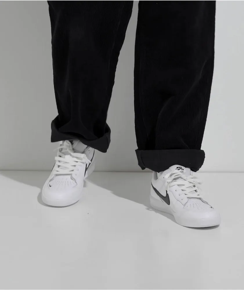Nike SB Force 58 White & Black Leather Skate Shoes