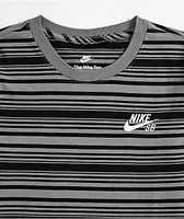 Nike SB Kids Skate Black & Smoke Grey Stripe Long Sleeve T-Shirt