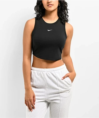 Nike Sportswear Chill Knit Black Ribbed Crop Tank Top