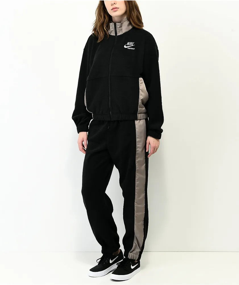 Nike Sportswear Essential Black & Grey Fleece Zip Jacket