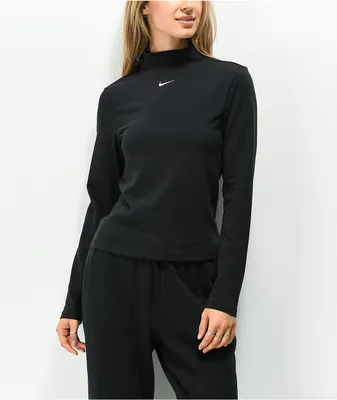 Nike Sportswear Essentials Black Long Sleeve Mock Neck Top