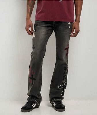 Ninth Hall Crosses Grey Wash Stacked Flare Jeans