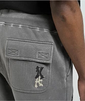 Ninth Hall Crosses Grey Wash Stacked Flare Sweatpants