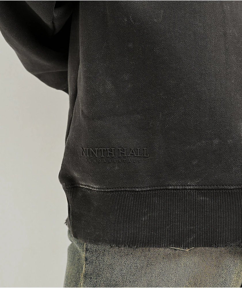 Ninth Hall Fundamentals Distressed Black Wash Hoodie