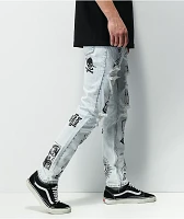 Ninth Hall Lure Light Blue Printed Skinny Jeans