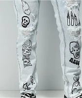 Ninth Hall Lure Light Blue Printed Skinny Jeans