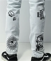 Ninth Hall Lure Light Blue Printed Skinny Jeans