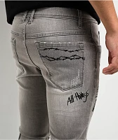 Ninth Hall Rogue Tapered Printed Smoke Skinny Jeans