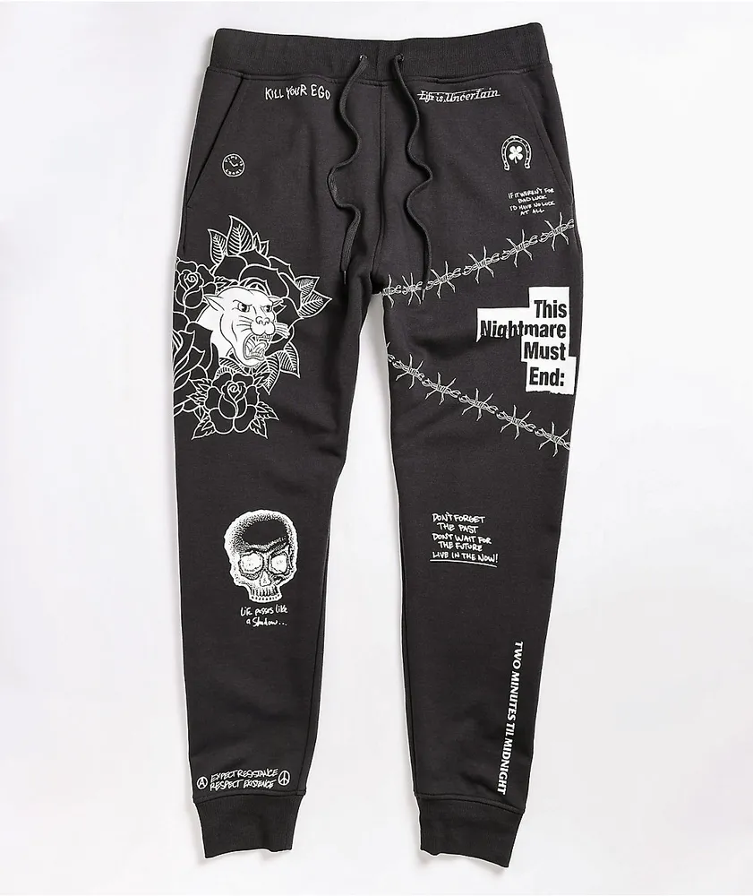 Ninth Hall Scribbles Dark Grey Jogger Sweatpants