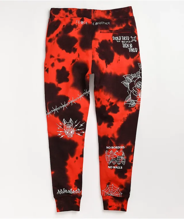 Broken Promises Black And Red Tie Dye Sweatpants Broken Promises